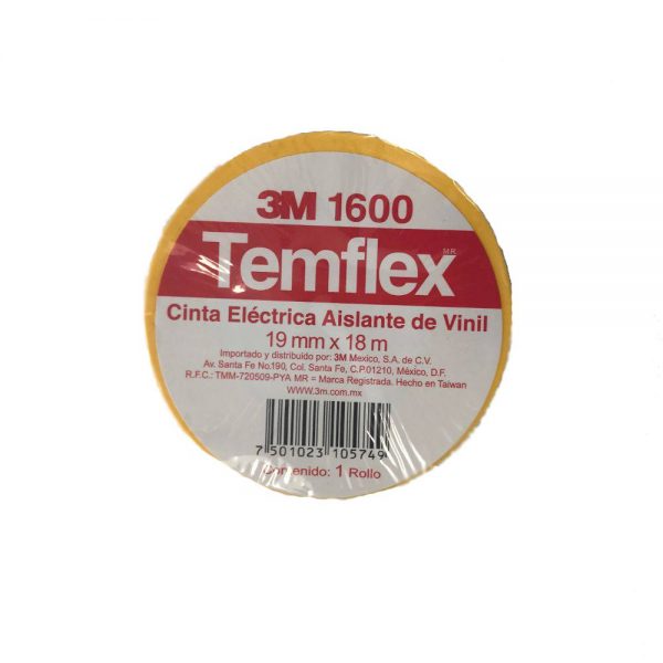 CINTA AISLAR TEMFLEX AMARILLA 3M 1600AM