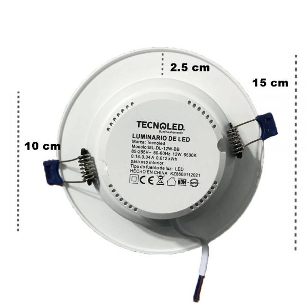 SPOT DOWNLIGHT EMPOTRADO LUZ BLANCA 12W 80-265V ML-DL-12W-BB - Imagen 3