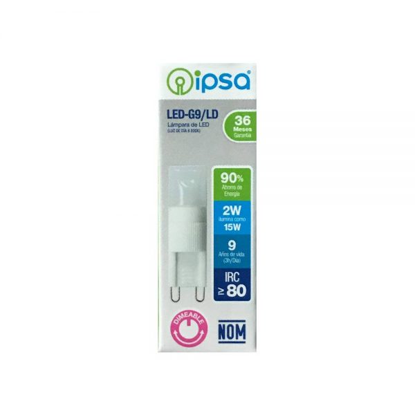 FOCO PIN LED G9 ATENUABLE LUZ BLANCA 110V/130V LED-G9/LD - Imagen 2
