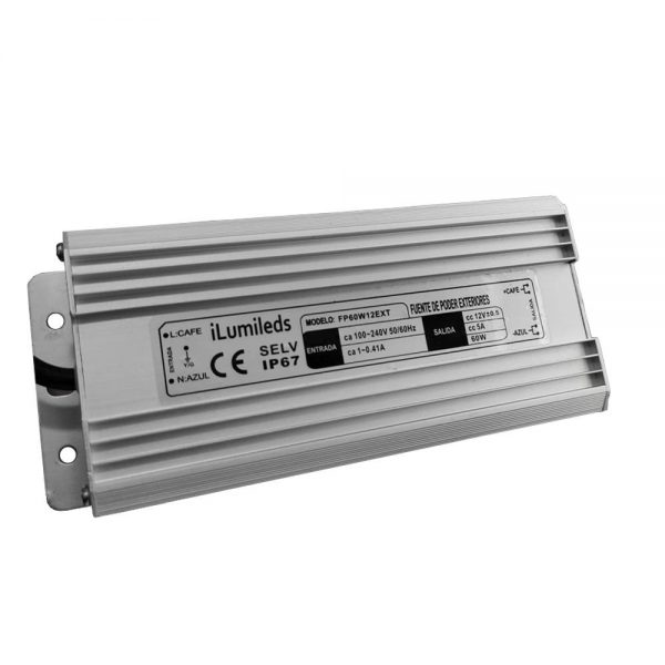 TRANSFORMADOR FUENTE DE PODER 100-240VCA A 12VCC FP60W12EXT