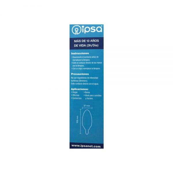 FOCO TIPO VELA LUZ CALIDA E12 4W 100-240V LED-VE12/BC - Imagen 3