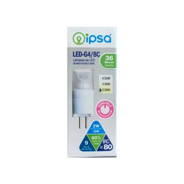 FOCO PIN LED G4 ATENUABLE LUZ CALIDA 110V/130V LED-G4/BC - Imagen 2