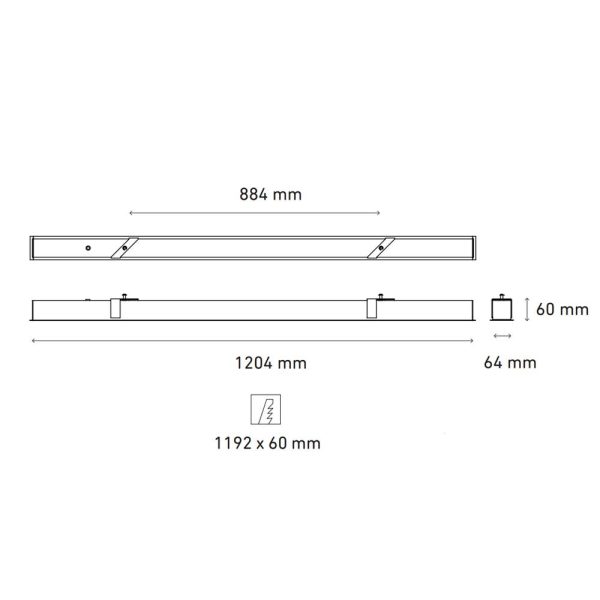 LAMPARA LINEAL TECHO EMPOTRADO LUZ CALIDA 25W 1.20M L6471-1E0 - Imagen 2