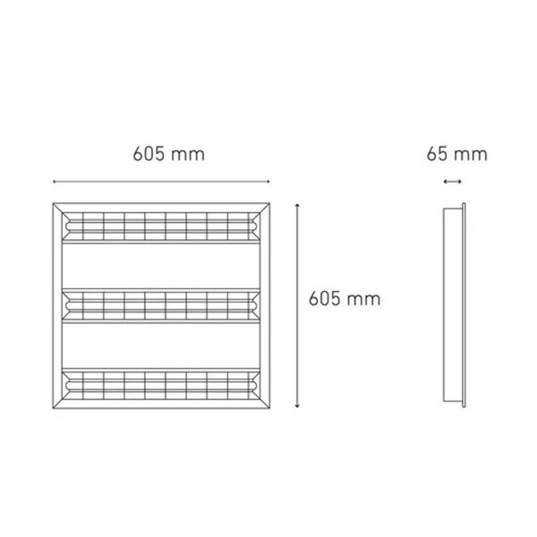 GABINETE LED OFICINAS NEUTRO T5 3X9W 60X60 EMPOTRAR 100-305V L6033-1I0 - Imagen 2