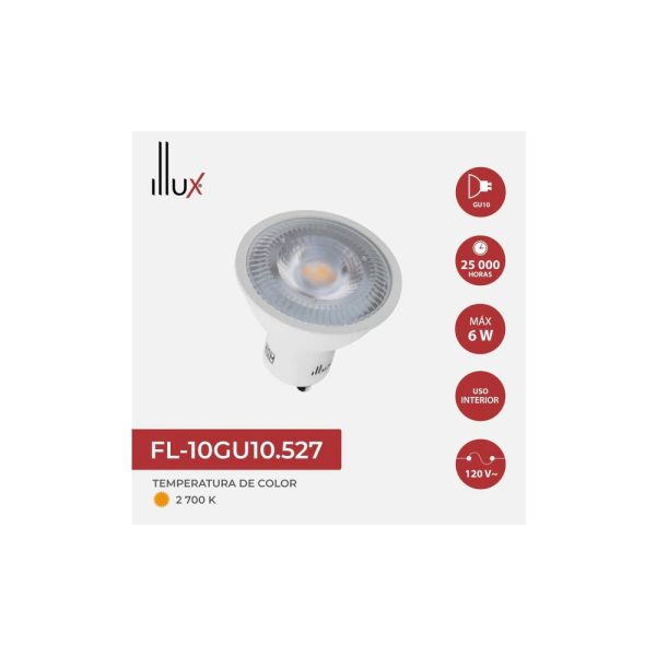 FOCO GU10 LUZ AMARILLA 6W 120V ATENUABLE FL-10GU10.527 - Imagen 2