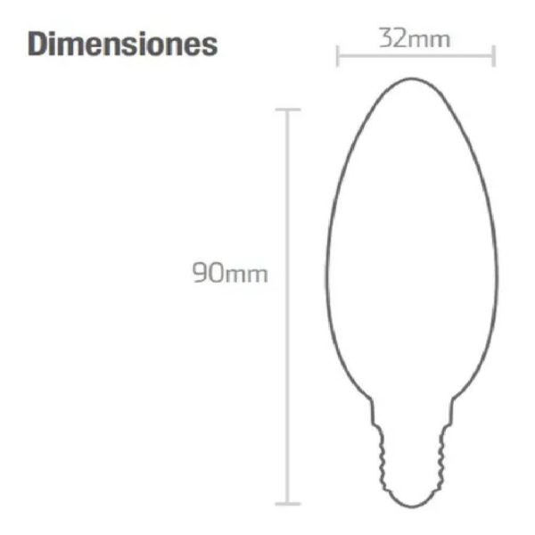 FOCO VELA DIMEABLE LUZ AMARILLA 4W 120V LEDFIL-VE14/BC - Imagen 2