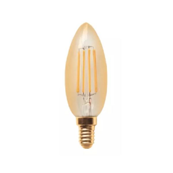 FOCO VELA DIMEABLE LUZ AMARILLA 4W 120V LEDFIL-VE14/BC