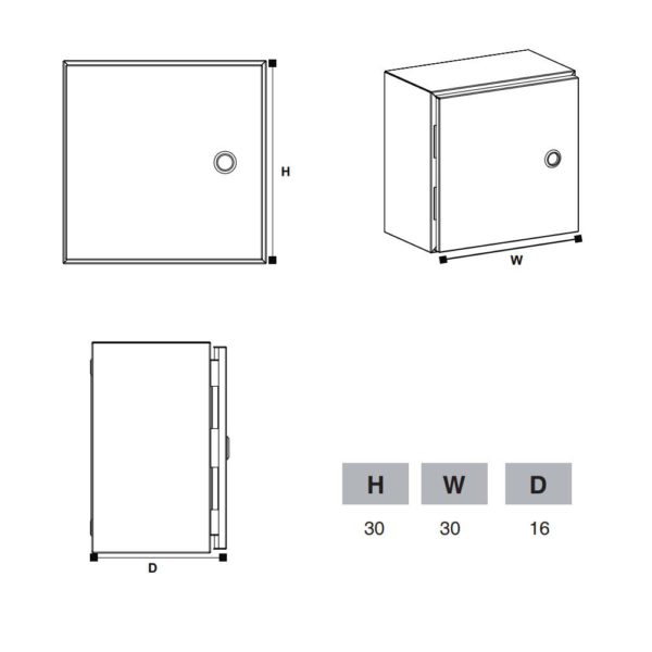 GABINETE ELECTRICO USOS GENERALES 30X30X16 2KUGSOACBG303016 ALCODM - Imagen 2