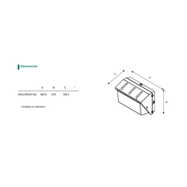 WALLPACK SQ EXTERIOR 120V – 277V 60W 5000K LUMIANCE P23912 - Imagen 4