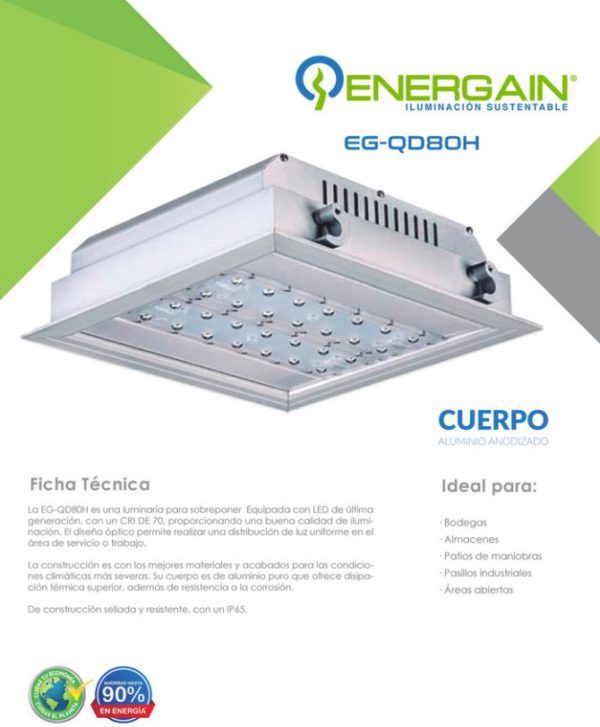SERIE QD GASOLINERAS EG-QD80H 5000K100-277V IP65 - Imagen 2