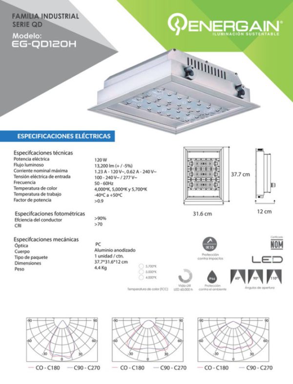 SERIE QD GASOLINERAS EG-QD120H 5000K100-277V IP65 - Imagen 4