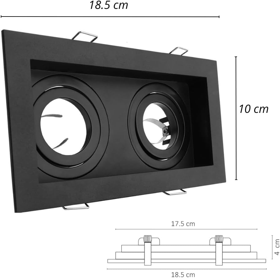 SPOT EMPOTRABLE DIRIGIBLE ADE-110 DOBLE NEGRO BASE GU10 - Imagen 2